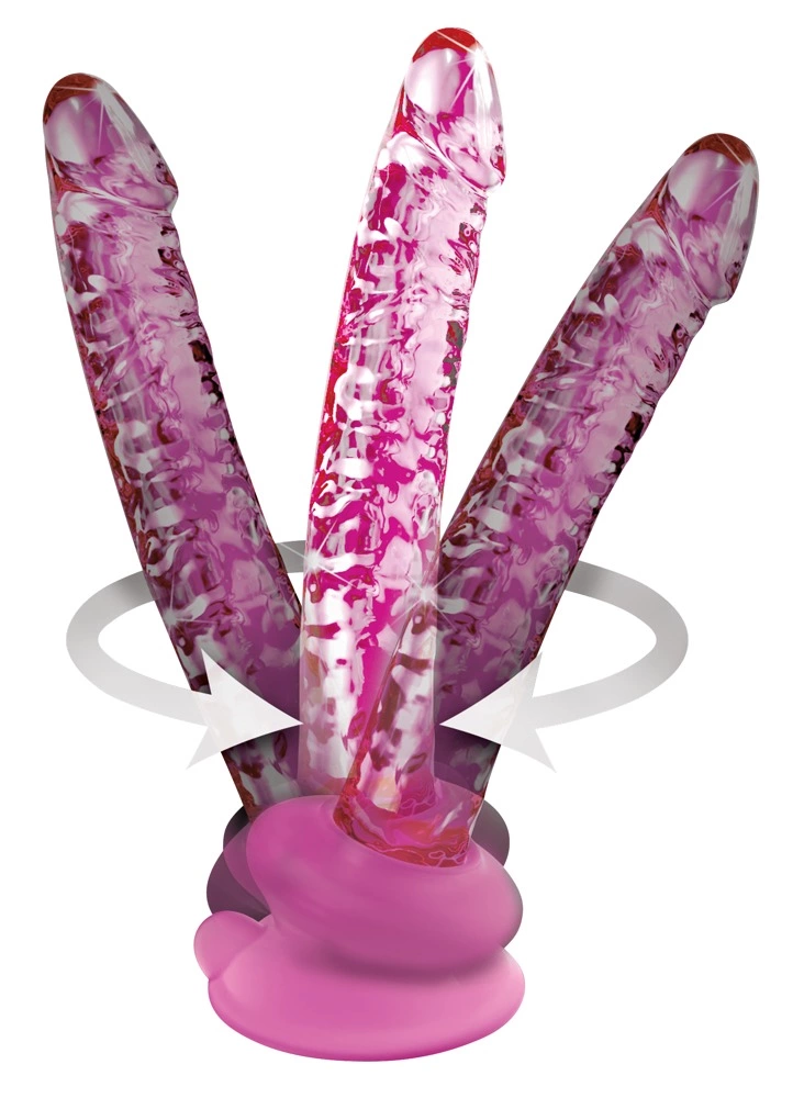 Icicles stiklinis dildo su nuimamu siurbtuku, 17 cm