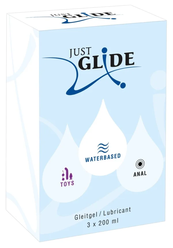 Just Glide lubrikantų vandens pagrindu rinkinys 3 x 200 ml: Waterbased, Toys, Anal