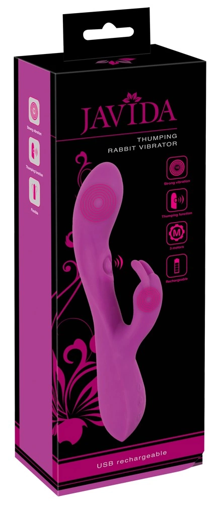 Javida Thumping Rabbit vibratorius su pulsavimu ir vibracija, violetinis