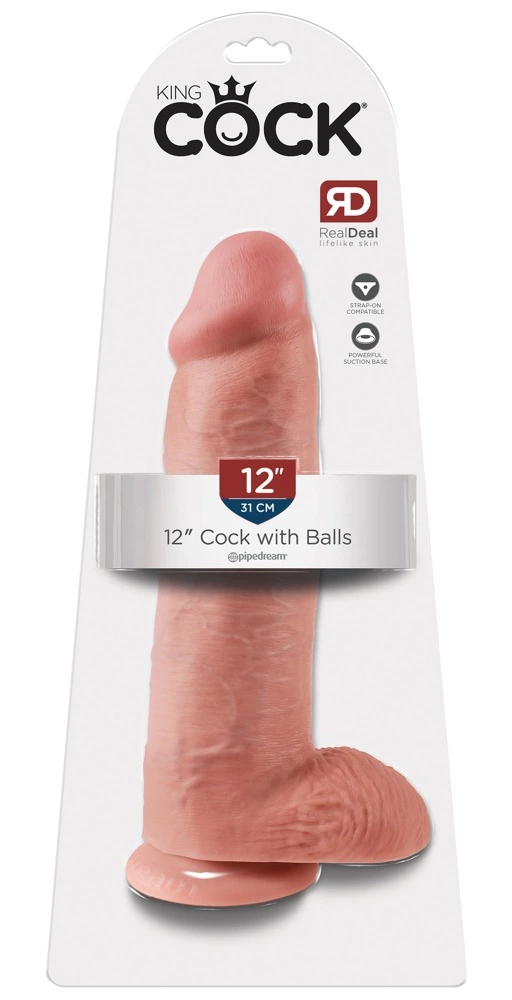 King Cock realistiškas dildo su siurbtuku, 30,5 cm, kūno spalvos