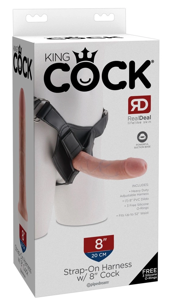 King Cock strap-on su reguliuojamais diržais ir nuimamu dildo, 20 cm