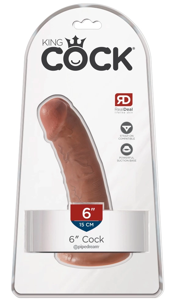 King Cock 6″ realistiškas dildo su siurbtuku, tamsesnio kūno atspalvio, 17 cm