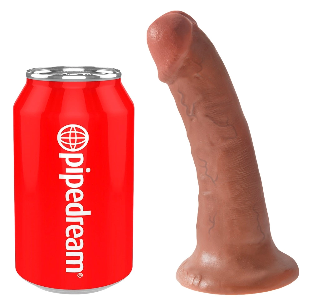 King Cock 6″ realistiškas dildo su siurbtuku, tamsesnio kūno atspalvio, 17 cm