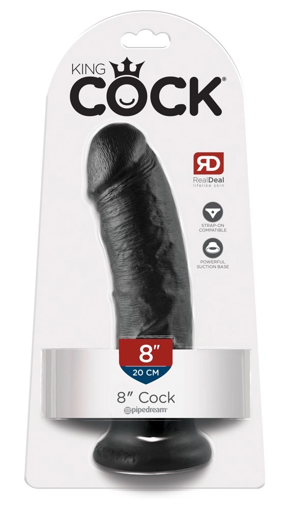 King Cock 8″ realistiškas dildo su siurbtuku, juodas