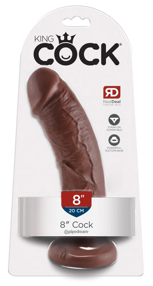 King Cock 8″ realistiškas dildo su siurbtuku, rudas