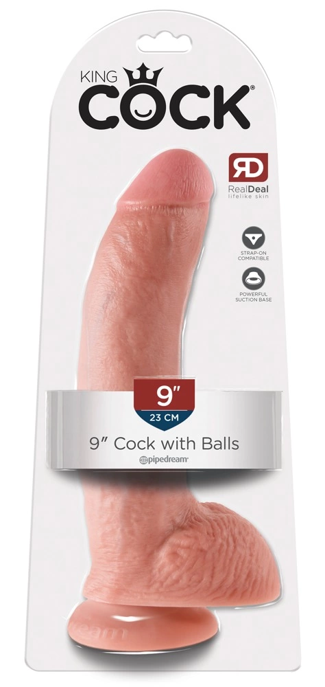 King Cock realistiškas dildo su siurbtuku, šviesios odos spalvos, 22,9 cm