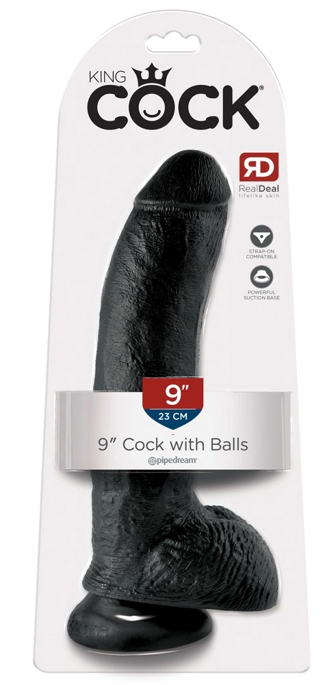 King Cock realistiškas dildo su siurbtuku, tamsus, 22,9 cm