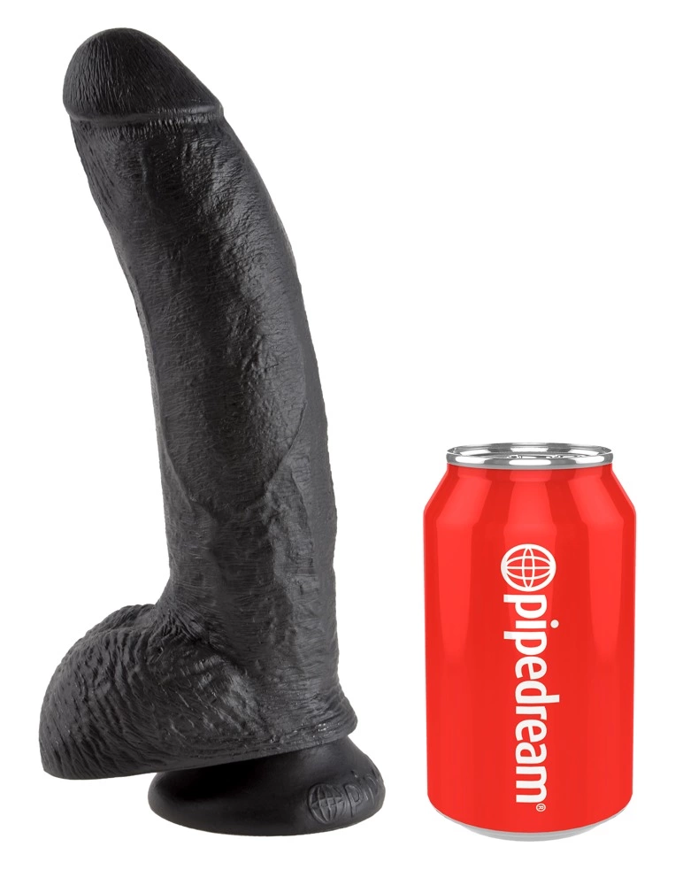 King Cock realistiškas dildo su siurbtuku, tamsus, 22,9 cm