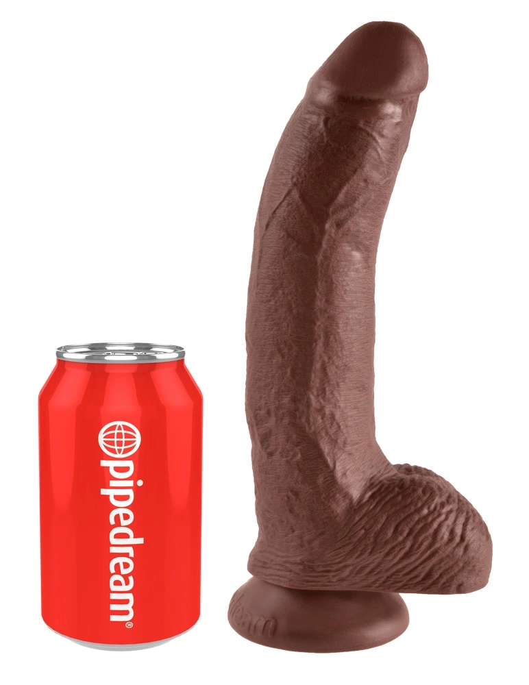 King Cock 9 colių realistiškas dildo su siurbtuku, rudas, 22,9 cm