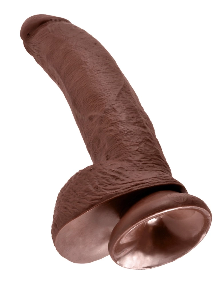 King Cock 9 colių realistiškas dildo su siurbtuku, rudas, 22,9 cm