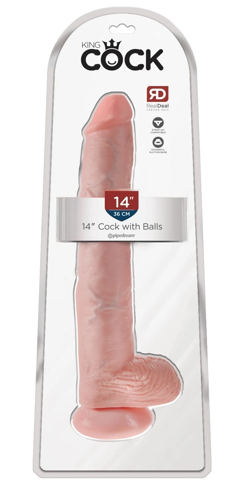 King Cock realistiškas dildo su siurbtuku, 35,6 cm, smėlio spalvos