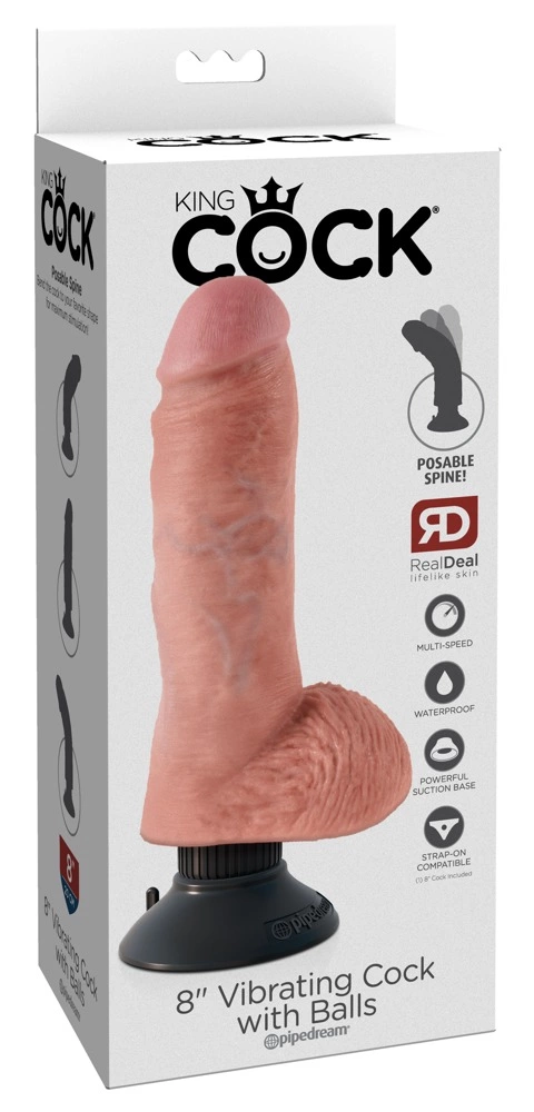 King Cock lankstus realistiškas vibratorius su siurbtuku, 24 cm, kūno spalvos