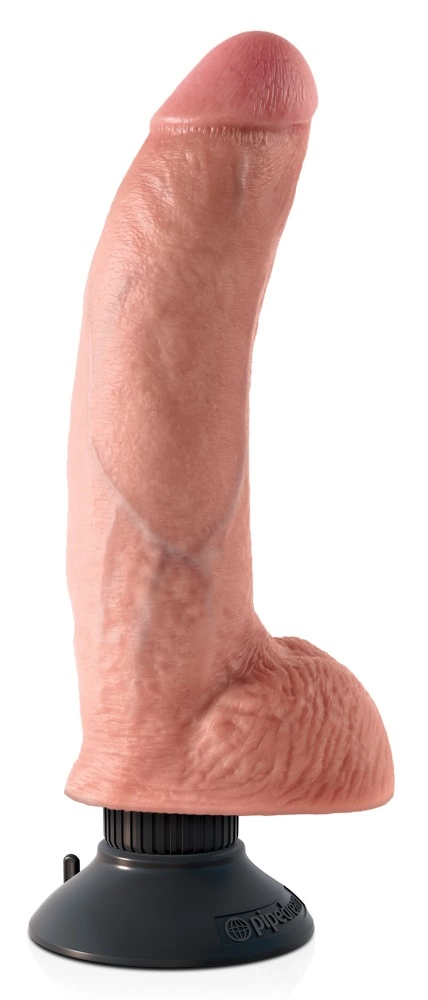 King Cock lankstus realistiškas vibratorius su siurbtuku, 23 cm, smėlio spalvos