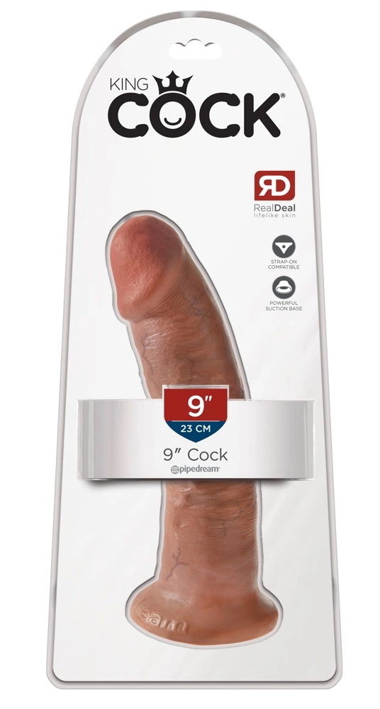 King Cock realistiškas lenktas dildo su siurbtuku, 24 cm
