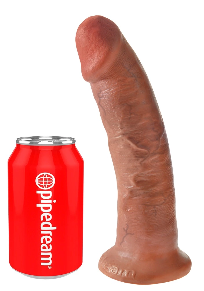 King Cock realistiškas lenktas dildo su siurbtuku, 24 cm