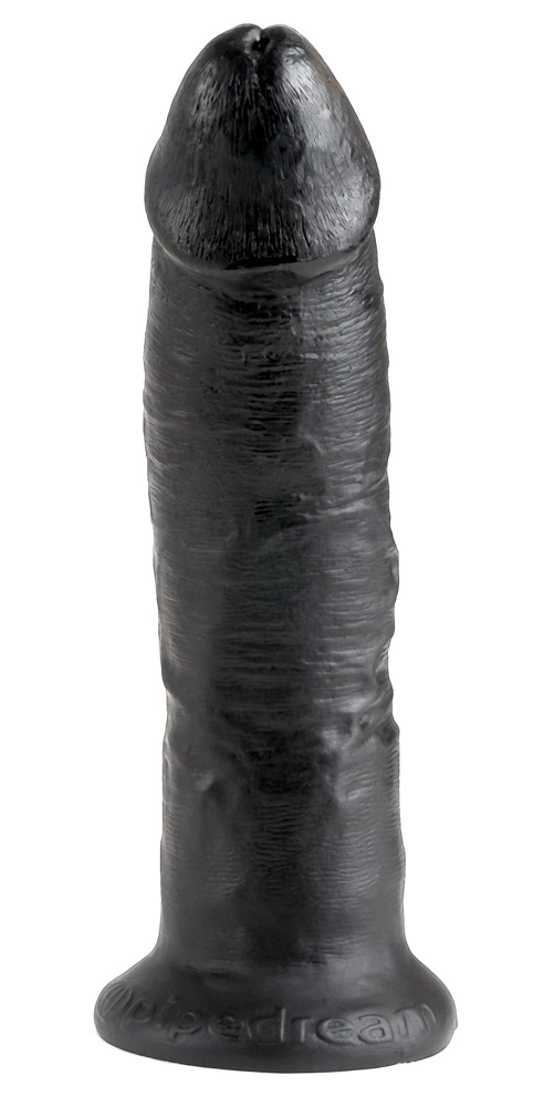 King Cock realistiškas lenktas dildo su siurbtuku, tamsus, 24 cm