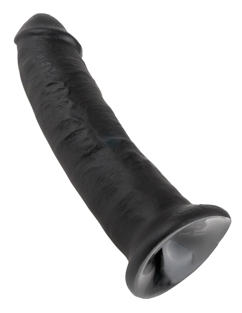 King Cock realistiškas lenktas dildo su siurbtuku, tamsus, 24 cm