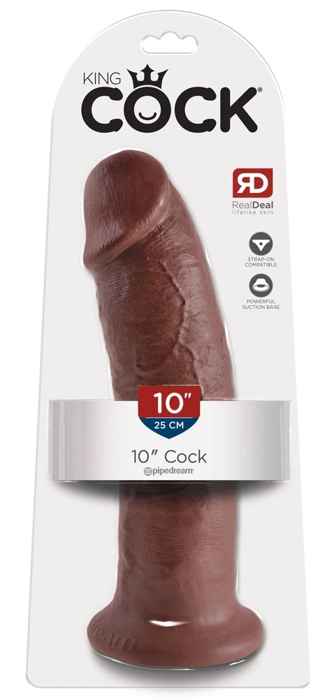 King Cock realistiškas dildo su siurbtuku, 25 cm, rudas