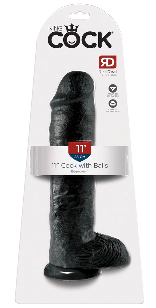King Cock realistiškas dildo su siurbtuku, tamsus, 28 cm