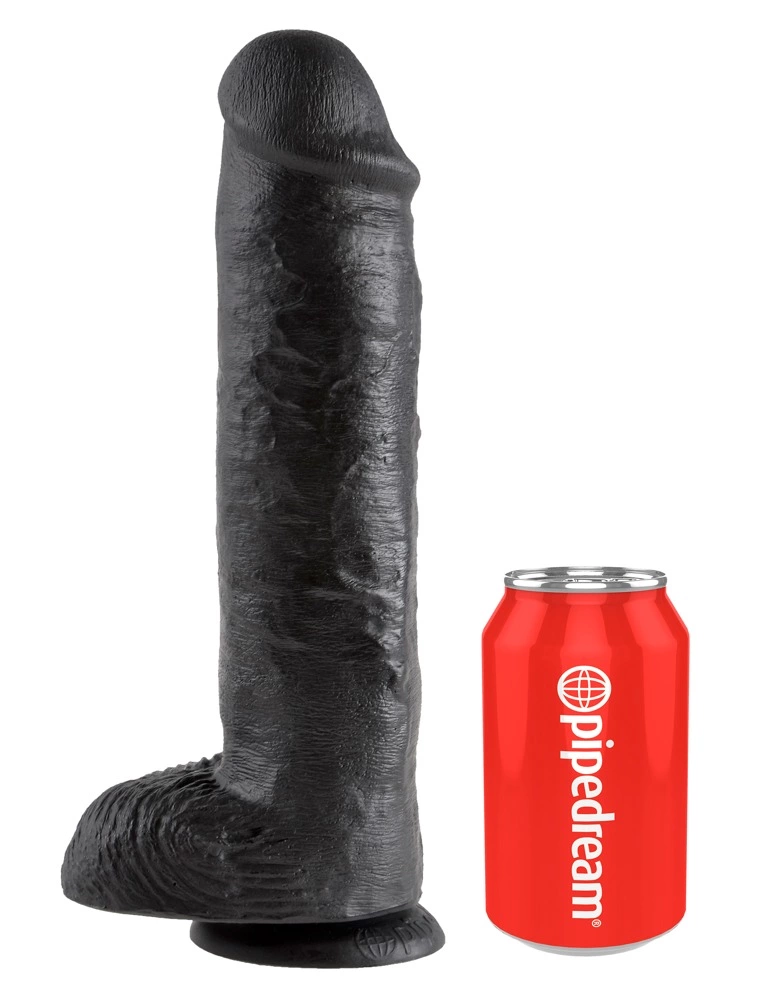 King Cock realistiškas dildo su siurbtuku, tamsus, 28 cm
