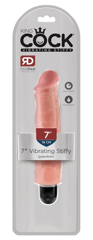 King Cock realistiškas vibratorius su išimamu vibracijos moduliu, 22 cm, šviesus