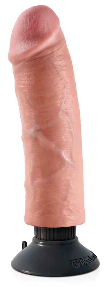 King Cock lankstus realistiškas vibratorius su siurbtuku, 25 cm, smėlio spalvos
