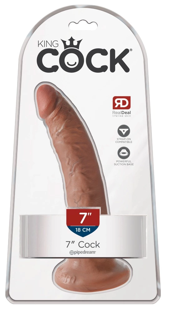 King Cock 7 colių realistiškas dildo su siurbtuku, šviesios kūno spalvos