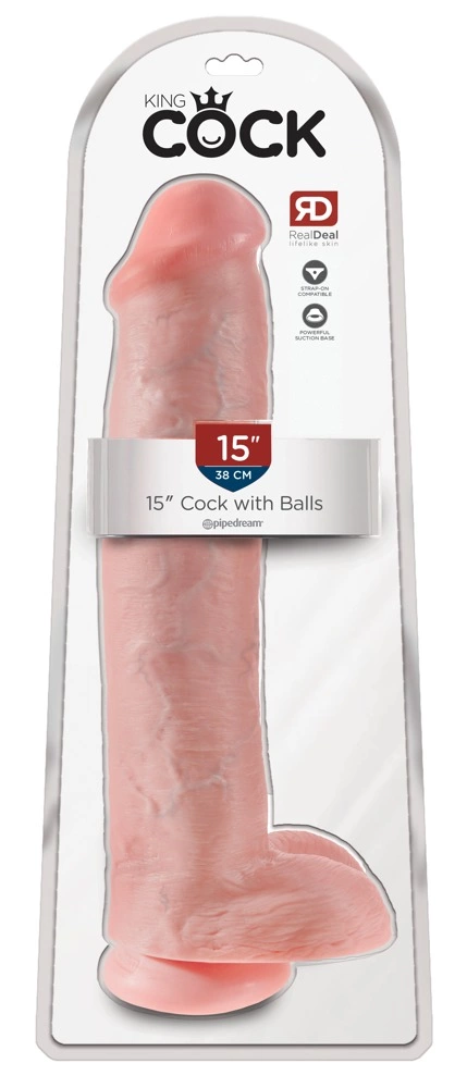 King Cock XXL realistiškas dildo su siurbtuku, 38 cm