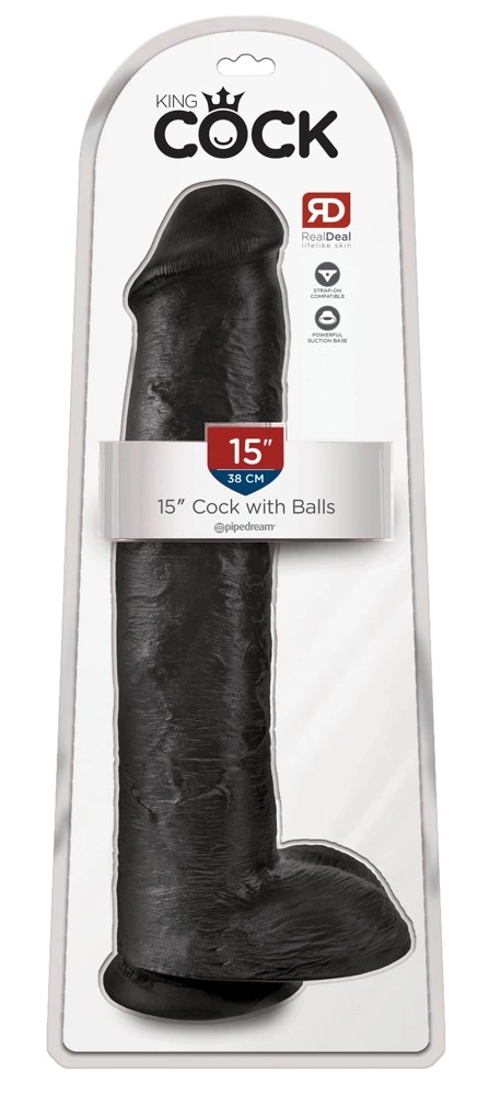 King Cock 15″ didelis realistiškas dildo su siurbtuku, tamsus