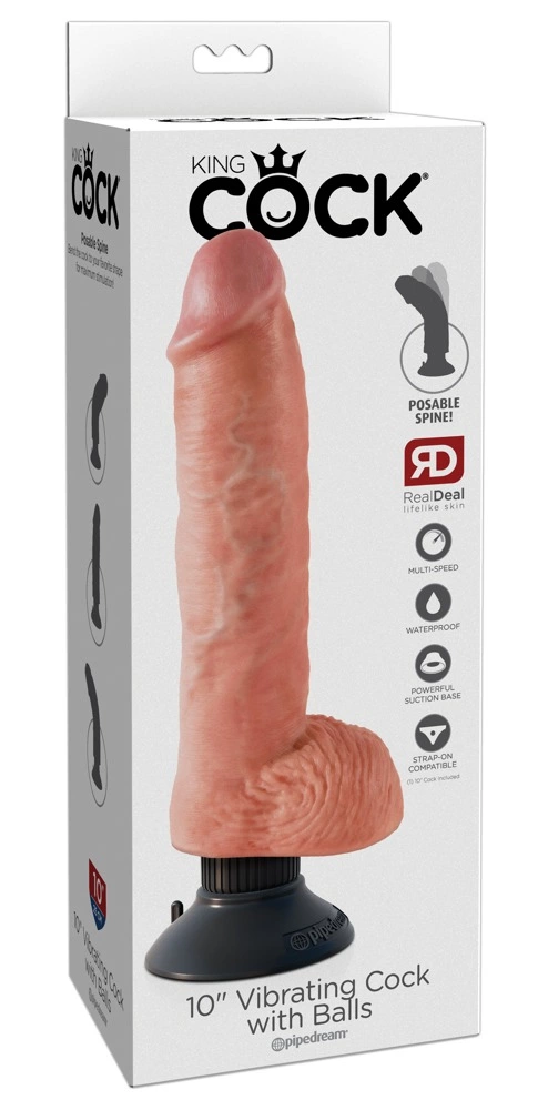 King Cock lankstus realistiškas vibratorius su siurbtuku, smėlio spalvos
