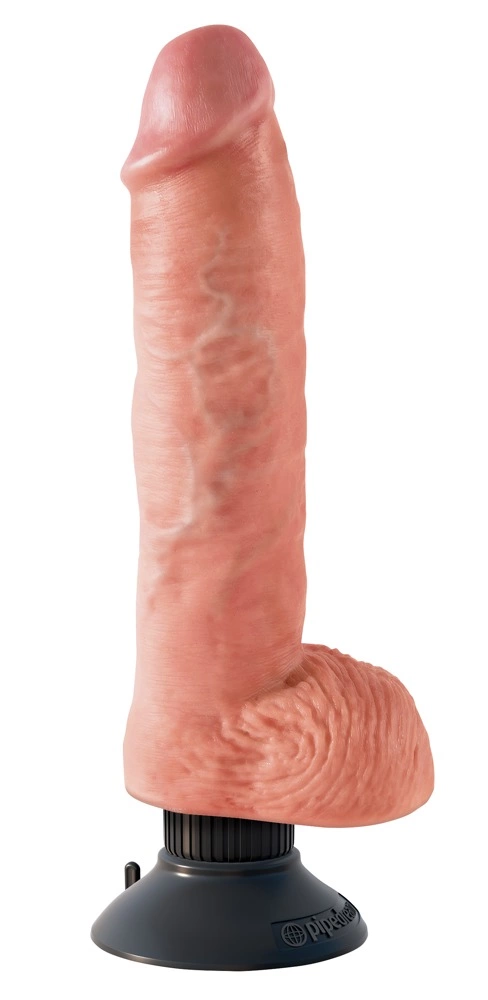 King Cock lankstus realistiškas vibratorius su siurbtuku, smėlio spalvos
