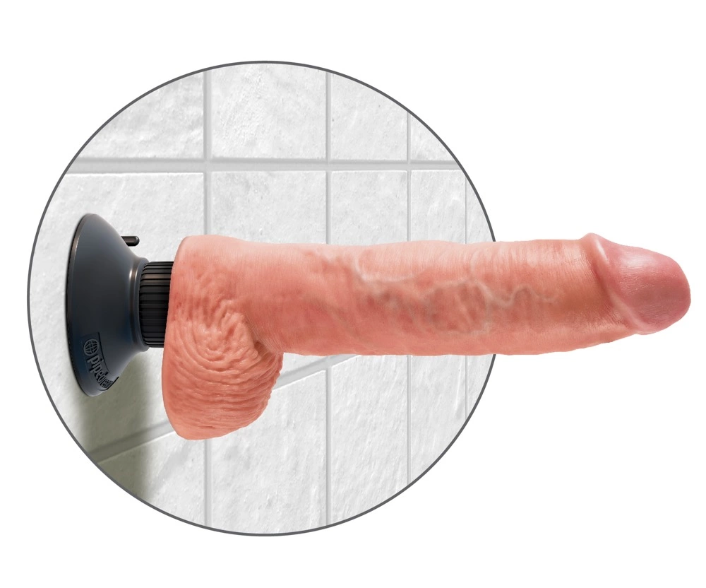 King Cock lankstus realistiškas vibratorius su siurbtuku, smėlio spalvos