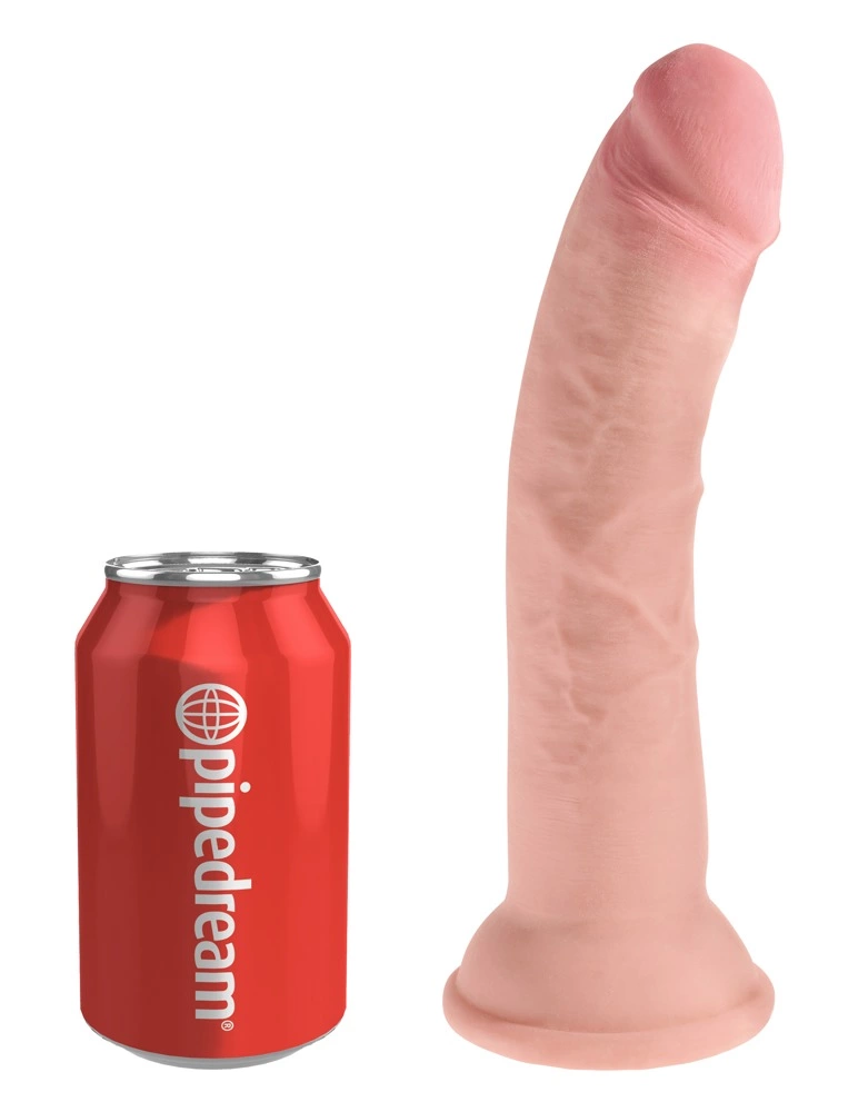 King Cock Plus 8 colių trigubo tankio dildo su siurbtuku, šviesus