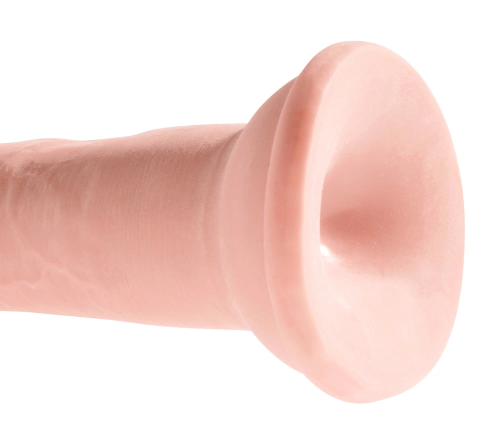 King Cock Plus 8 colių trigubo tankio dildo su siurbtuku, šviesus