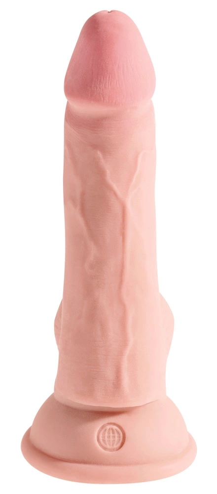 King Cock Plus 6,5 colio trigubo tankio dildo su sėklidėmis, šviesus