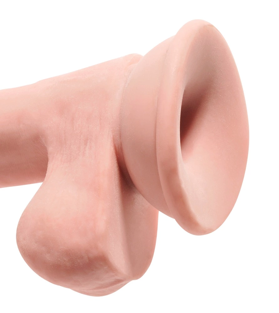 King Cock Plus 6,5 colio trigubo tankio dildo su sėklidėmis, šviesus