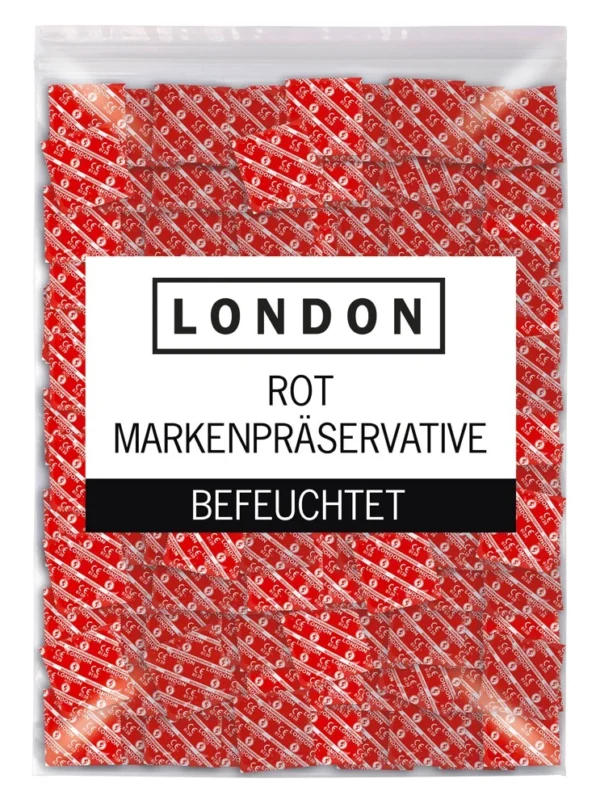 London Red braškių aromato prezervatyvai, 56 mm, 1000 vnt.
