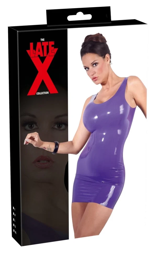 Late X lateksinė mini suknelė be rankovių, violetinė, S