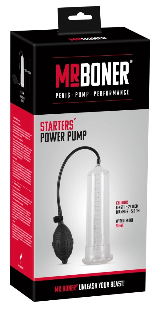 Mister Boner penio pompa su skale ir apsauginiu vožtuvu, skaidri, 22 cm