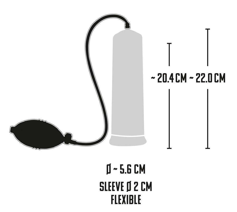 Mister Boner penio pompa su skale ir apsauginiu vožtuvu, skaidri, 22 cm