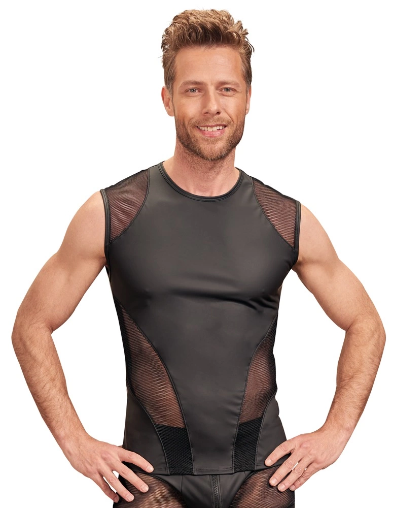 NEK vyriški marškinėliai be rankovių su tinklelio intarpais, juodi, 2XL