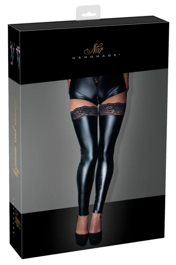 Noir Handmade kojinės be pėdų su nėriniu ir silikonine juosta, juodos, XL