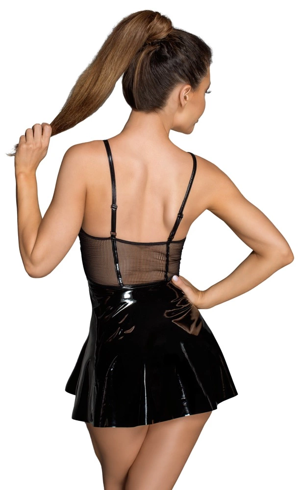 Noir Handmade blizgi mini suknelė su permatomu liemeniu, juoda, M