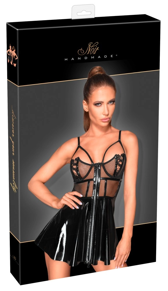 Noir Handmade blizgi mini suknelė su permatomu liemeniu, juoda, L