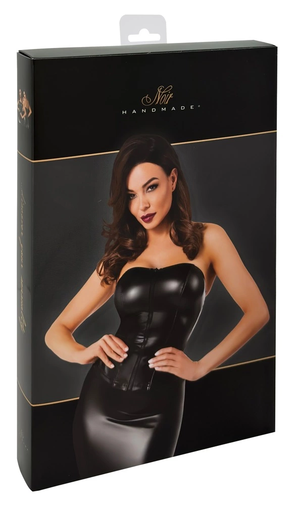 Noir Orgia Exclusive korseto stiliaus topas su nuimamomis petnešėlėmis, juodas, M