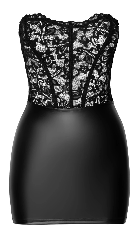 Noir mini suknelė su nėriniais ir suvarstymu nugaroje, juoda, S