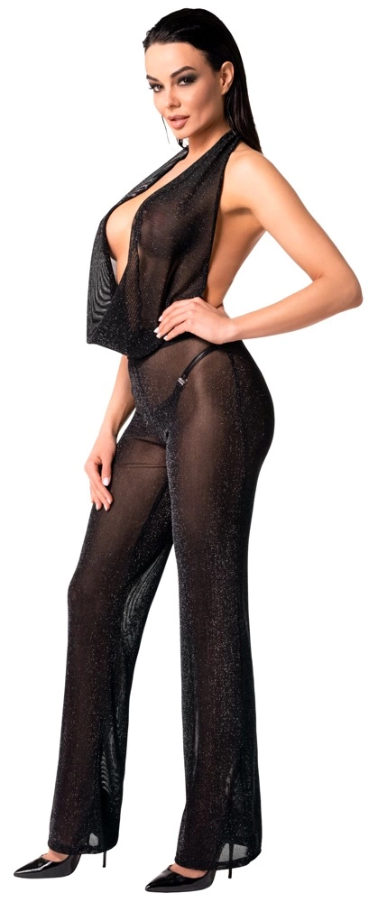 Noir Orgia permatomas powernet kombinezonas, juodas, XL