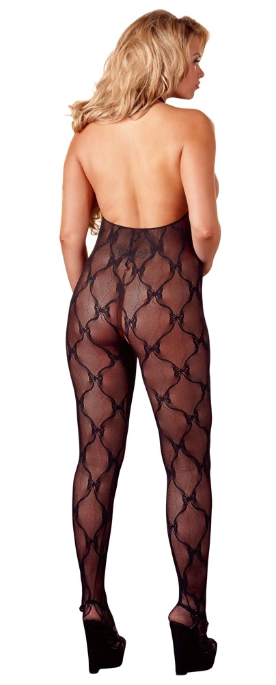 NO:XQSE nėriniuotas kombinezonas su atvira krūtine ir su atviru tarpkojiu, juodas, XL-XXL