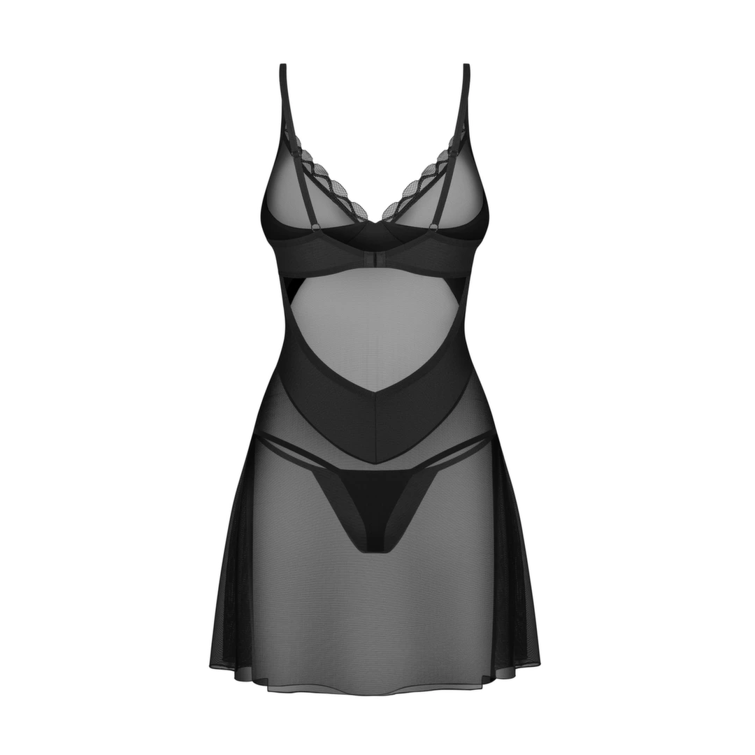 Obsessive Stelisa naktinukai su stringais, juodi, L/XL