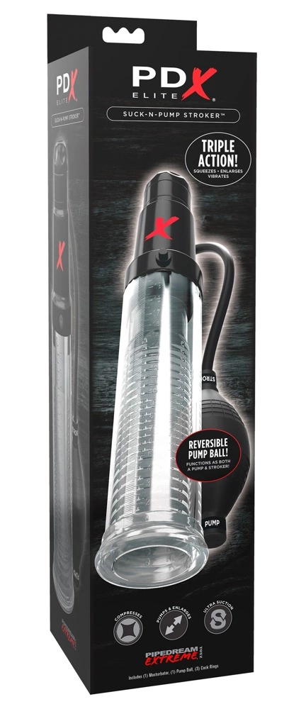 PDX Elite 2 viename penio pompa ir masturbatorius su vibracija, 33 cm